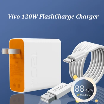Для Vivo 120 Вт Зарядное Устройство FlashCharge US Адаптер Быстрой Зарядки USB Type C Кабель Для Vivo IQOO 10 9 8 7 6 5 Pro Neo 7x90x80x70 Pro