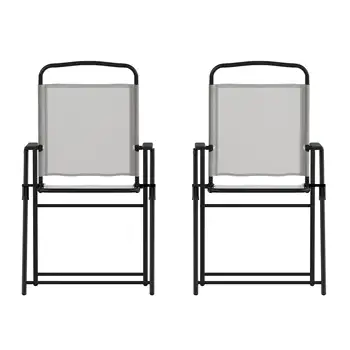 Комплект мебели Flash из 2 складных стульев Mystic для патио, уличных садовых стульев из текстиля с подлокотниками серого цвета