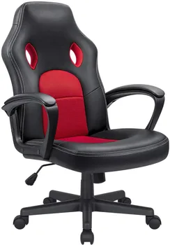 Компьютерное игровое кресло из искусственной кожи, офисный стул с поясничной поддержкой, красный