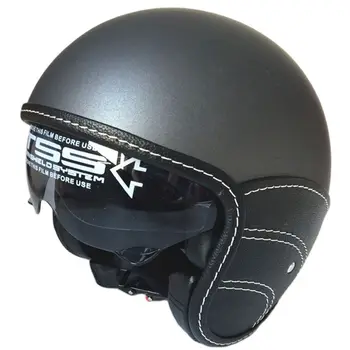 Наполовину кожаный серый Ретро Мотоциклетный шлем с открытым лицом 3/4, шлем для измельчения, Винтажный шлем Casco Moto Capacete, Шлем для мотокросса CE