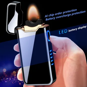Новая Дуговая Электронная Зажигалка USB с электрическим Пламенем, Металлические Подарочные Зажигалки для Сигар с защитой от заряда AI