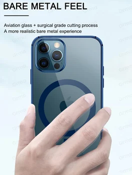 Новый магнитный прозрачный силиконовый чехол для телефона с гальваническим покрытием для iPhone 13 12 11 Pro Max X XR 8 С поддержкой беспроводной зарядки