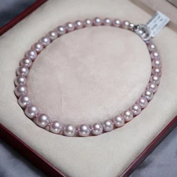 Ожерелье из натурального жемчуга из Стерлингового серебра 925 пробы, круглый фиолетовый Жемчуг, 11-13 мм, модные ювелирные изделия на годовщину, подарки для женщин