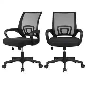 Офисное кресло MART с регулируемой сеткой, поворотное, с подлокотником, комплект из 2 предметов, черный