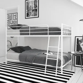 Современная двухъярусная кровать Junior с низким профилем Twin-over-Twin для небольших помещений